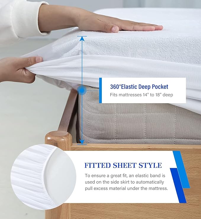 3 Pack Twin Mattress Protector Waterproof Mattress Protector Twin Mattress Pad Cover Noiseless Soft Breathable Terry Twin Mattress for Kids Pets Adults 39"x75"