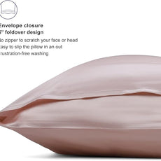 ALASKA BEAR Silk Pillowcase Envelope Closure, 22 Momme 100 Percent Mulberry Silk Pillow Slip Foldover Design, Washable and NO Zipper, King(1, Pink)