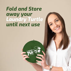 Laundry Turtle Collapsible Laundry Basket | Revolutionary Foldable Laundry Hamper | Innovative Laundry Basket for Dirty Clothes Washing & Dryer Removal Portable Laundry Grabber (Green, Small)