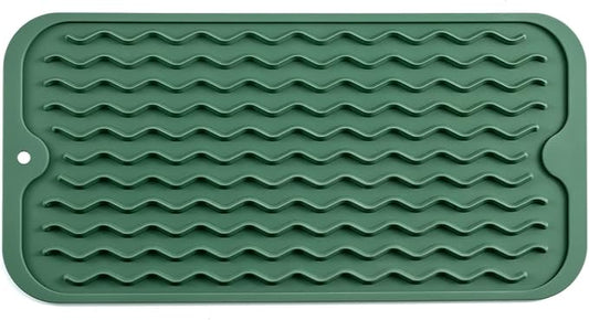 Silicone Dish Drying Mat for Multiple Usage,Easy clean,Eco-friendly,Heat-resistant Silicone Mat for Kitchen Counter or Sink,Refrigerator or Drawer Liner Green S 12 inches x 6 inches