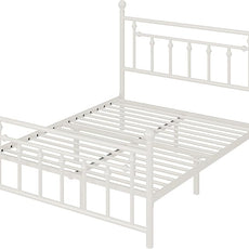 Allewie 14 Inch Full Size Metal Platform Bed Frame with Victorian Vintage Headboard and Footboard/Mattress Foundation/Under Bed Storage/No Box Spring Needed/Easy Assembly/Noise Free/White