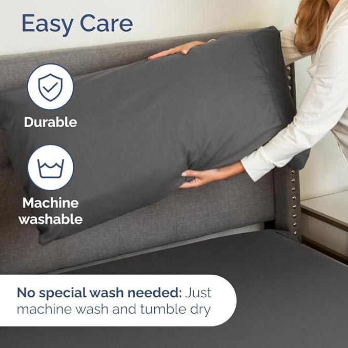 Extra Deep Pocket Split King Sheets - 5 Piece Breathable & Cooling Bed Sheets - Hotel Luxury Sheet Set - Soft, Wrinkle Free & Comfy - Easily Fits Extra Deep Mattresses - Deep Pocket Charcoal Sheets