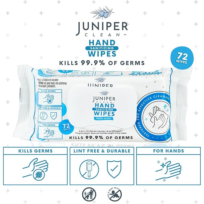 24 Pack Hand Sanitizing Wipes, 1728 Count Disposable Hand Sanitizer Wipes, Fresh Scent, Lint Free & Durable