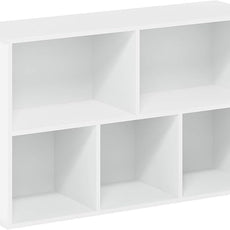 Furinno LUDER Book Shelf, 5-Cube Bookshelf, Reversible Bookcase, 9.4 x 19.5 x 31.5, for Living Room, Bedroom, Home Office, White