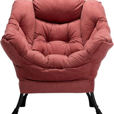 HollyHOME Lazy Chair with Armrest and Side Pocket, Comfy Accent Lounge Chair,Leisure Sofa Armchair for Living Room, Bedroom, Dorm, or Small Spaces, Oversized Reading Sofa Chair, Textured Brick Red