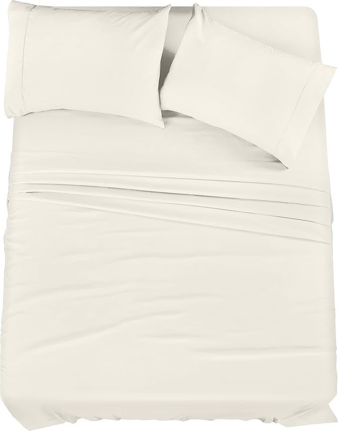 Utopia Bedding King Sheet Set – 4 Piece Bed Sheets for King Size Bed, Soft and Breathable Microfiber, Includes 1 Fitted Sheet, 1 Flat Sheet and 2 Pillowcases (Ivory)
