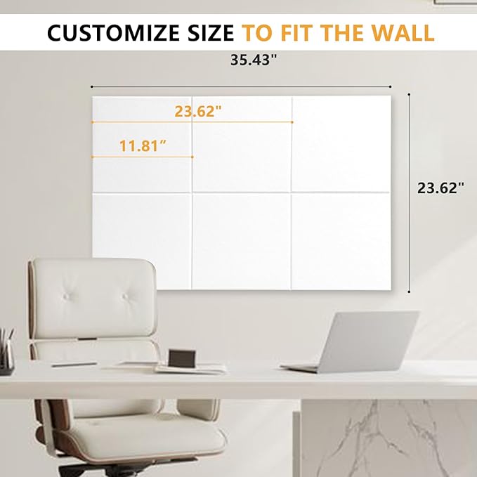 Large Cork Board Tiles for Wall with Push Pins, 36"x24" Bulletin Board Sets, Self-Adhesive Pin Board | Magrowill 6 Packs Felt Panels for Office Home Classroom Dorm