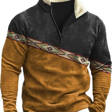 Western Sweatshirts for Men Aztec Cowboy Vintage Graphic Fleece Hoodie Mens Quarter Zip Pullover Country Jacket