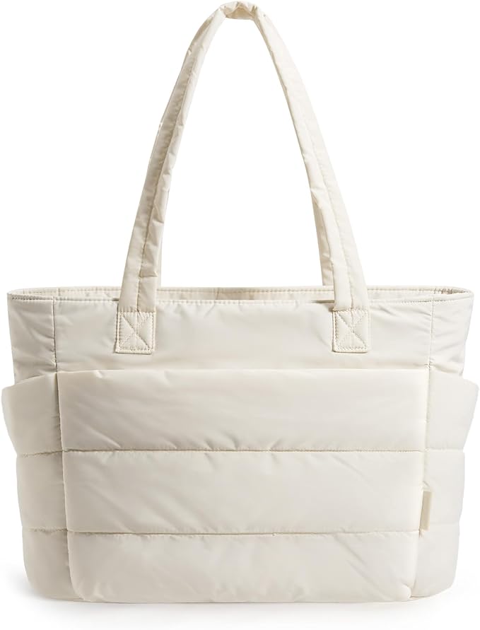 BAGSMART Tote Bag for Women, Lightweight Puffy Tote Bag with Compartments Shoulder Bag Handbag for Travel, Work, Gym