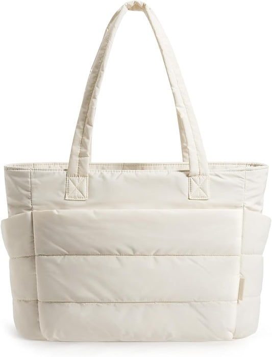 BAGSMART Tote Bag for Women, Lightweight Puffy Tote Bag with Compartments Shoulder Bag Handbag for Travel, Work, Gym