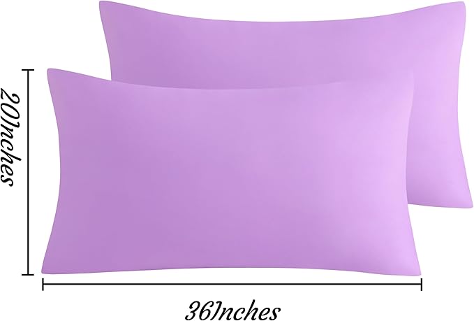 NTBAY King Pillow Cases Set of 2, 2 Pack Brushed Microfiber 20x36 Pillow Cases, Soft, Wrinkle, Fade, Stain Resistant Light Purple Pillow Cases with Envelope Closure, 20x36 Inches, Light Purple