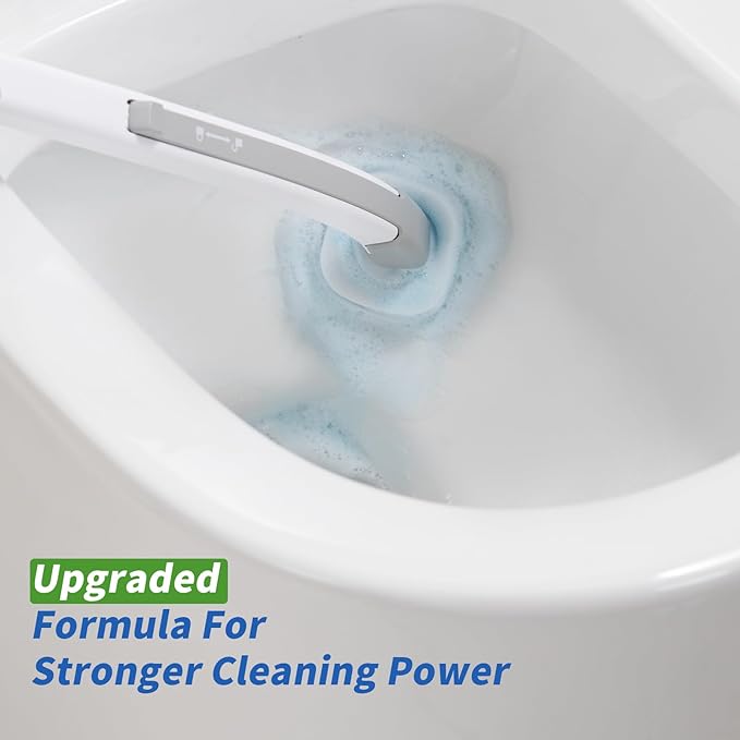 oshang Disposable Toilet Brush - Toilet Bowl Cleaner, Toilet Cleaning Supplies, Toilet Brush with Holder, 14 Refills for Deep Cleaning and Hygienic Bathroom Maintenance