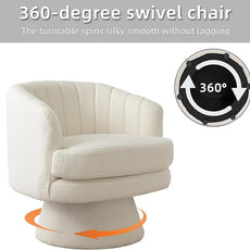CANMOV Swivel Accent Chair with Armrest, Modern 360 Degree Swivel Barrel Chair with Curve Back and Soft Cushion,Comfy Round Sherpa Teddy Armchair Single Sofa for Living Room,Bedroom,Waiting Room,Beige