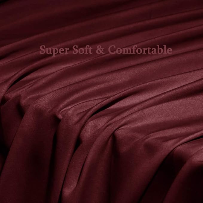 SONORO KATE Bed Sheet Set Super Soft Microfiber 1800 Thread Count Luxury Egyptian Sheets Fit 18-24 Inch Deep Pocket Mattress Wrinkle-4 Piece (Burgundy, Twin)