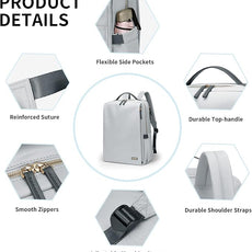 GOLF SUPAGS Stylish Laptop Backpack for Women Airline Approved Perfect for Work College and Travel Multi-Functional Casual Daypack Fits 15.6 Inch Notebook (Pale Grey)