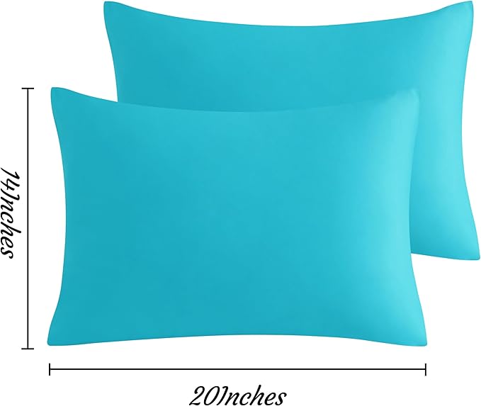 NTBAY Toddler Pillow Cases Set of 2, 2 Pack Brushed Microfiber 14x20 Pillow Cases, Soft, Wrinkle, Fade, Stain Resistant Blue Pillow Cases with Envelope Closure, 14x20 Inches, Blue