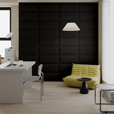 Premium Black Linen-Upholstered Headboard 24x12 Inch 12-Panel Set with High-Density Foam - Wall-Mounted or Freestanding Design for Queen/King Size Beds, Modern Bedroom Decor