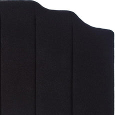 24KF Black Teddy Fabric Tufted for Queen Upholstered Headboard, Modern Vertical Channel Design Full Headboard with Stepped Silhouette Top Edge, 6026-Q-Teddy Black
