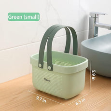 JiatuA Plastic Storage Basket with Handle Portable Shower Caddy Tote Organizer Basket Bin for Bathroom Kitchen Dorm Room Bedroom, Small Green