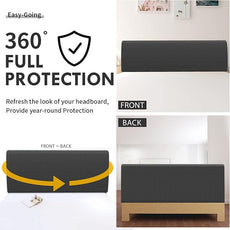 Easy-Going Stretch Bed Headboard Cover,Small Square Jacquard Headboard Slipcover, Dustproof Bed Head Cover for Bedroom (King,Dark Gray)