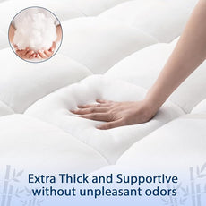 ELEMUSE King Cooling Bamboo Viscose Mattress Topper for Back Pain, Extra Thick Mattress Pad Cover, Plush Soft Pillowtop with Elastic Deep Pocket, Overfilled Down Alternative Filling