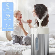 Feekaa Stainless Steel Humidifier Dishwasher Safe, 4L/1Gal Cool Mist Humidifiers for Bedroom, Easy Clean Humidifier Large Room, Humidifiers for Baby Nursery Living Room Office Plant, White