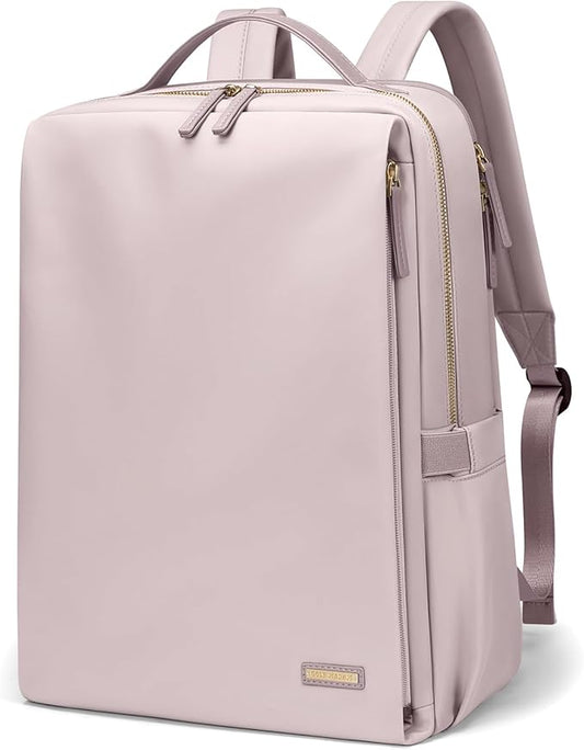 GOLF SUPAGS Stylish Laptop Backpack for Women Airline Approved Perfect for Work College and Travel Multi-Functional Casual Daypack Fits 15.6 Inch Notebook (Pinkish Grey)