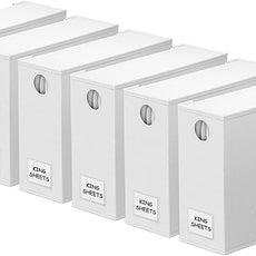 SpaceAid 6 Pack Bed Sheet Organizers and Storage, Foldable Sheet Organizer with Window for Linen Closet, Set Folder Keeper for Queen & King Size Bedding Storage (White)