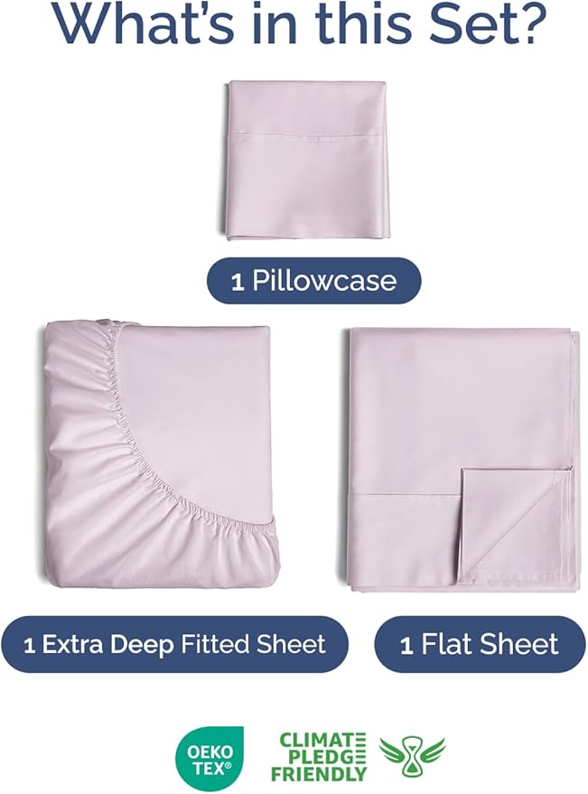Extra Deep Pocket Twin XL Sheets - 3 Piece Breathable & Cooling Bed Sheets - Hotel Luxury Bed Sheet Set - Soft, Wrinkle Free & Comfy - Easily Fits Extra Deep Mattresses - Light Lavender Sheets Set