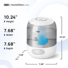 Dreo Humidifiers for Bedroom, Cool Mist Ultrasonic Humidifiers with 30Hr Runtime, Top Fill 3L Tank, Easy Clean, Humidity Sensor, Night Light for Baby, Nursery, 360° Nozzle for Plants and Home, Grey