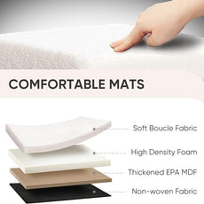 PINPLUS Storage Ottoman Cube Square Shaped Ottomans with Storage Foot Stool Footrest for Lving Room Boucle Ottoman Seat for Dorm Room,Faux Teddy Fur White,12.6