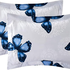 ARTALL Butterfly Pattern Bed in A Bag Bedding 8 Piece King Comforter Sets 1 Comforter, 2 Pillow Shams, 1 Flat Sheet, 1 Fitted Sheet, 1 Bed Skirt, 2 Pillowcases,Blue