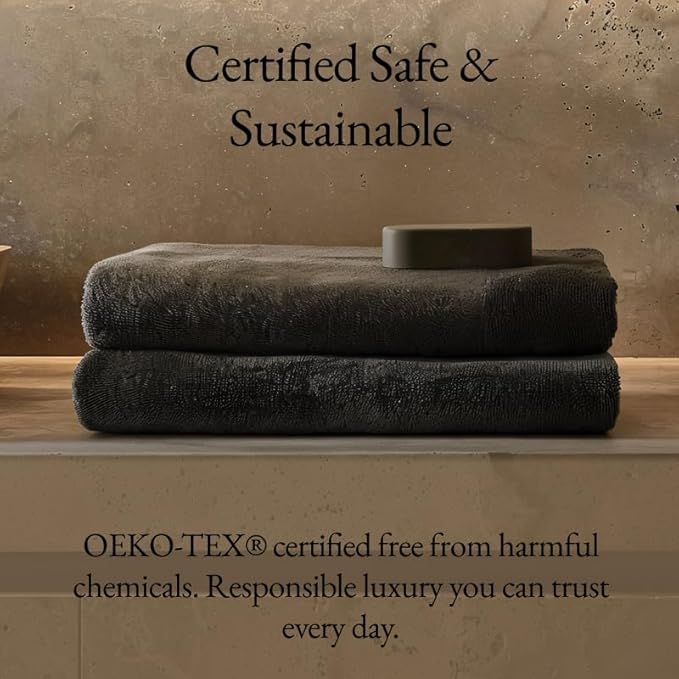 Italic Ultraplush 100% Australian Cotton Bath Sheets - Set of 2 Luxury Extra Large Heavy Duty Bath Sheets, 800GSM Plush and Absorbent, Bath Sheets for Hotels, Bath, Gym & Spa (Charcoal)