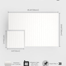 Bumusty Large Cork Board Alternative-36 x24 Felt Bulletin Board Tiles, with 30 Pushpins, 40 Adhesive Tabs, 6-Pack Slat Wall Paneling, Cork Boards for Office Push Pin Board Felt Board-Milky White