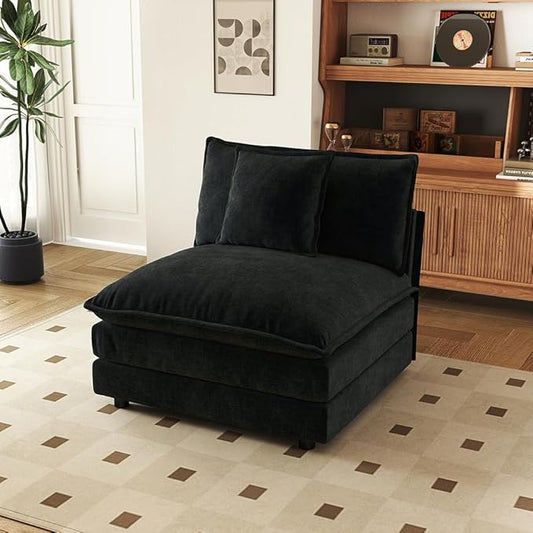 SoarFlash Chenille Sectional Middle Position Sofa,Black