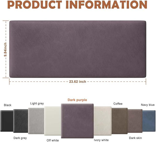 IFNOW Wall Mounted Upholstered Headboard Full, 3D Peel and Stick Soundproof Panels, Reusable and Removable Padded Leather Bed Headboard, 6 Panels 9.84" x 23.62", Dark Purple