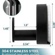TAILI Stylish 304 Stainless Steel Bathroom Suction Hooks for Towel, Bathrobe, Loofah, No Damage Hanging Glass Shower Wall Hook, Patented Strong Suction Cup Holder, Hold Up to 11 Lbs, I-Cylinder Black