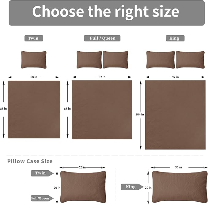 Easy-Going Full/Queen Size Reversible Quilt Set with 1 Quilt and 2 Pillow Shams, Soft Bed Quilt Cover, Water Resistant Lightweight Microfiber Bedspread, Stain Resistant, Olive Leaf-Brown/Beige