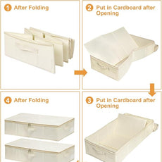 punemi Underbed Storage, 2 Pack Clothing Storage Bags W/Upgraded Handles, Large Capacity Underbed Shoe Container Organizer, Dorm Essentials Bins for Blanket, Pillows, Comforters & Quilts, Beige