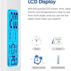 Multifunctional LED Desk Lamp with Wireless Charger,USB Charging Port,Clock,Phone Holder,Desk Lamps for Home Office,Eye-Caring Reading Lamp,Study Lamp for Boys,Girls,Teens,White