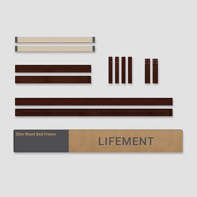 LIFEMENT Classic Wood Platform Bed Frame, Essential, Noise Free, Under Bed Storage, No Box Spring Needed, Easy Assembly (Walnut, King (U.S. Standard))