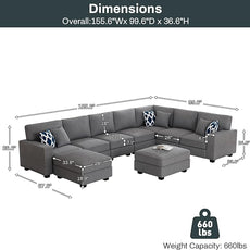 Legend Vansen Modular Sectional Sofa U Shaped Couch with Ottoman Modern Reversible Corner Sectional Couch for Living Room (Dark Grey, U Shaped Sofa-5)