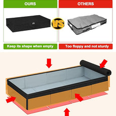 punemi Under Bed Storage Container, 2 Pack Underbed Storage Bags With Lid, Foldable Sturdy Clothes Storage Organizer W/ 3 Handles, Ultra Thick Fabric Blanket Shoe Storage Box, 30x15x6.7inch, Black