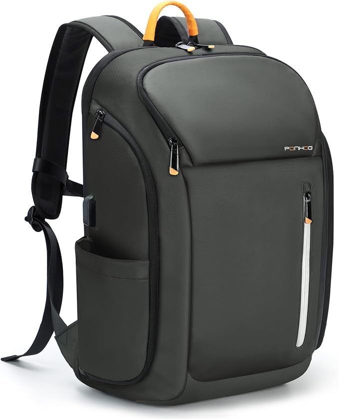 17 Inch Laptop Backpack for Men, Business Travel Anti-Theft Backpack with USB Charging Port, Water Resistant Computer Bag Carry On Flight Approved for Work College Weekender, Dark Grey