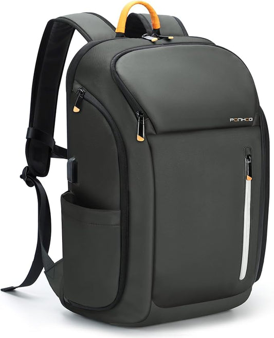 17 Inch Laptop Backpack for Men, Business Travel Anti-Theft Backpack with USB Charging Port, Water Resistant Computer Bag Carry On Flight Approved for Work College Weekender, Dark Grey