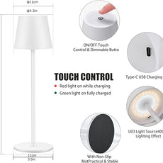 2 Pack Cordless Table Lamp,Portable LED Desk Lamp, 6000mAh Battery Operated, 3 Color Stepless Dimming Up, for Restaurant/Bedroom/Bars/Outdoor Party/Camping/Coffee Shop Night Light