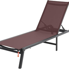 VEVOR Chaise Lounge Chair Outdoor, Aluminum Patio Lounge Chairs with Adjustable 5-Position, Folding Pool Chairs Recliner and Full Flat Tanning Chair for Patio, Beach, Pool, Brown