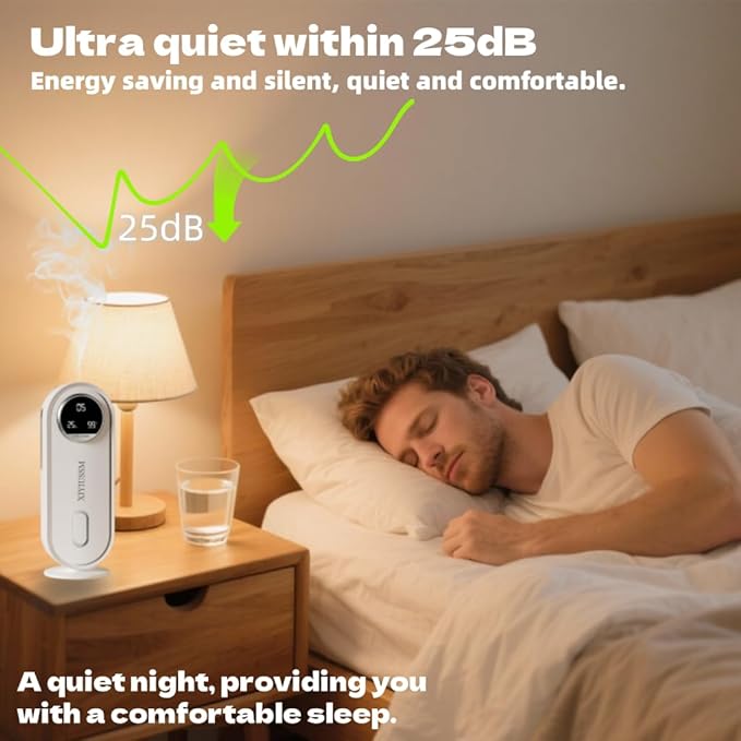 Waterless Essential Oil Diffuser for Home and Car Portable Aromatherapy Diffuser with 7 Mist Modes 1800mAh Rechargeable Battery Operated Scent Diffuser for Large Room Bedroom Office Bathroom