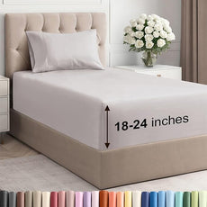 Extra Deep Pocket Twin XL Sheets - 3 Piece Breathable & Cooling Bed Sheets - Hotel Luxury Bed Sheet Set - Soft, Wrinkle Free & Comfy - Easily Fits Extra Deep Mattresses - Deep Pocket Light Grey Sheets