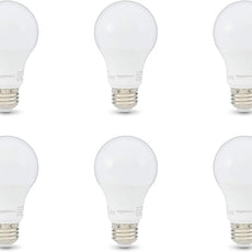 Amazon Basics 60W Equivalent, Daylight White, Non-Dimmable, 10,000 Hour Lifetime, A19 LED Light Bulb , 6-Pack